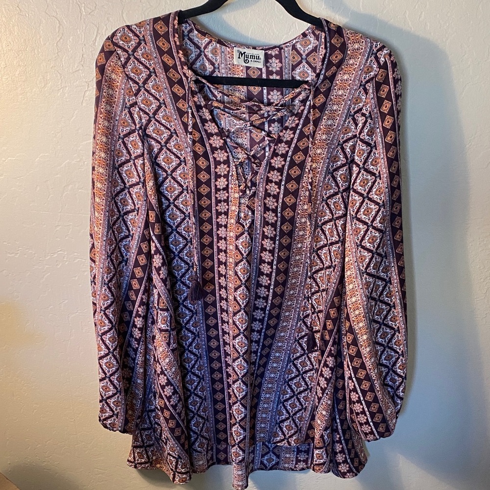Show Me Your MuMu Purple and Orange Patterned Mini Dress